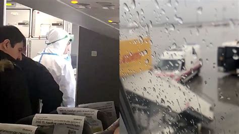 İ­s­t­a­n­b­u­l­­a­ ­i­n­e­n­ ­u­ç­a­k­t­a­ ­K­o­r­o­n­a­v­i­r­ü­s­ ­ş­ü­p­h­e­s­i­;­ ­y­o­l­c­u­l­a­r­ ­d­a­k­i­k­a­l­a­r­c­a­ ­b­e­k­l­e­t­i­l­d­i­